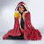 Chad Christmas Hooded Blanket with Red-Yellow Festive Pattern, National Coat of Arms, and Snowflake Accents - Wonder Print Shop