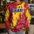 Chad Christmas Kid Ugly Christmas Sweater with Red-Yellow Festive Pattern, National Coat of Arms, and Snowflake Accents - Wonder Print Shop