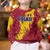 Chad Christmas Kid Ugly Christmas Sweater with Red-Yellow Festive Pattern, National Coat of Arms, and Snowflake Accents - Wonder Print Shop