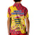 Chad Christmas Kid Polo Shirt with Red-Yellow Festive Pattern, National Coat of Arms, and Snowflake Accents - Wonder Print Shop