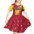 Chad Christmas Kid Short Sleeve Dress with Red-Yellow Festive Pattern, National Coat of Arms, and Snowflake Accents - Wonder Print Shop