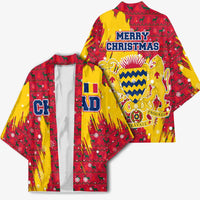Chad Christmas Kimono with Red-Yellow Festive Pattern, National Coat of Arms, and Snowflake Accents - Wonder Print Shop