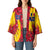 Chad Christmas Kimono with Red-Yellow Festive Pattern, National Coat of Arms, and Snowflake Accents - Wonder Print Shop