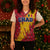 Chad Christmas Knitted V-Neck Vest with Red-Yellow Festive Pattern, National Coat of Arms, and Snowflake Accents - Wonder Print Shop