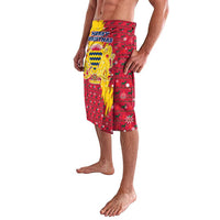 Chad Christmas Lavalava with Red-Yellow Festive Pattern, National Coat of Arms, and Snowflake Accents - Wonder Print Shop