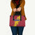 Chad Christmas Leather Bag with Red-Yellow Festive Pattern, National Coat of Arms, and Snowflake Accents - Wonder Print Shop