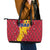 Chad Christmas Leather Tote Bag with Red-Yellow Festive Pattern, National Coat of Arms, and Snowflake Accents - Wonder Print Shop
