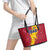 Chad Christmas Leather Tote Bag with Red-Yellow Festive Pattern, National Coat of Arms, and Snowflake Accents - Wonder Print Shop