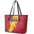 Chad Christmas Leather Tote Bag with Red-Yellow Festive Pattern, National Coat of Arms, and Snowflake Accents - Wonder Print Shop