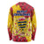 Chad Christmas Long Sleeve Shirt with Red-Yellow Festive Pattern, National Coat of Arms, and Snowflake Accents - Wonder Print Shop