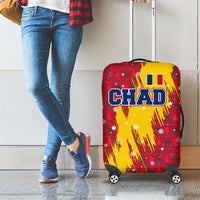 Chad Christmas Luggage Cover with Red-Yellow Festive Pattern, National Coat of Arms, and Snowflake Accents - Wonder Print Shop