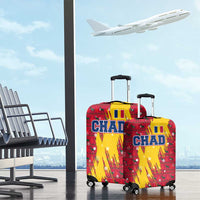 Chad Christmas Luggage Cover with Red-Yellow Festive Pattern, National Coat of Arms, and Snowflake Accents - Wonder Print Shop