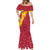 Chad Christmas Mermaid Dress with Red-Yellow Festive Pattern, National Coat of Arms, and Snowflake Accents - Wonder Print Shop