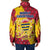 Chad Christmas Padded Jacket with Red-Yellow Festive Pattern, National Coat of Arms, and Snowflake Accents - Wonder Print Shop