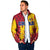 Chad Christmas Padded Jacket with Red-Yellow Festive Pattern, National Coat of Arms, and Snowflake Accents - Wonder Print Shop