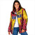 Chad Christmas Padded Jacket with Red-Yellow Festive Pattern, National Coat of Arms, and Snowflake Accents - Wonder Print Shop