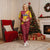 Chad Christmas Pajama Set with Red-Yellow Festive Pattern, National Coat of Arms, and Snowflake Accents - Wonder Print Shop