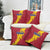 Chad Christmas Pillow Cover with Red-Yellow Festive Pattern, National Coat of Arms, and Snowflake Accents - Wonder Print Shop
