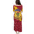 Chad Christmas Puletasi with Red-Yellow Festive Pattern, National Coat of Arms, and Snowflake Accents - Wonder Print Shop