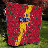 Chad Christmas Quilt with Red-Yellow Festive Pattern, National Coat of Arms, and Snowflake Accents - Wonder Print Shop
