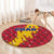 Chad Christmas Round Carpet with Red-Yellow Festive Pattern, National Coat of Arms, and Snowflake Accents - Wonder Print Shop