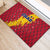 Chad Christmas Rubber Doormat with Red-Yellow Festive Pattern, National Coat of Arms, and Snowflake Accents - Wonder Print Shop