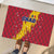 Chad Christmas Rubber Doormat with Red-Yellow Festive Pattern, National Coat of Arms, and Snowflake Accents - Wonder Print Shop