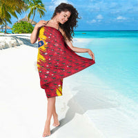 Chad Christmas Sarong with Red-Yellow Festive Pattern, National Coat of Arms, and Snowflake Accents - Wonder Print Shop