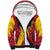 Chad Christmas Sherpa Hoodie with Red-Yellow Festive Pattern, National Coat of Arms, and Snowflake Accents - Wonder Print Shop