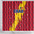 Chad Christmas Shower Curtain with Red-Yellow Festive Pattern, National Coat of Arms, and Snowflake Accents - Wonder Print Shop