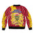 Chad Christmas Sleeve Zip Bomber Jacket with Red-Yellow Festive Pattern, National Coat of Arms, and Snowflake Accents - Wonder Print Shop