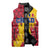Chad Christmas Sleeveless Puffer Jacket with Red-Yellow Festive Pattern, National Coat of Arms, and Snowflake Accents - Wonder Print Shop
