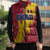 Chad Christmas Sleeveless Puffer Jacket with Red-Yellow Festive Pattern, National Coat of Arms, and Snowflake Accents - Wonder Print Shop