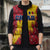 Chad Christmas Sleeveless Puffer Jacket with Red-Yellow Festive Pattern, National Coat of Arms, and Snowflake Accents - Wonder Print Shop