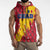 Chad Christmas Sleeveless Zip Hoodie with Red-Yellow Festive Pattern, National Coat of Arms, and Snowflake Accents - Wonder Print Shop