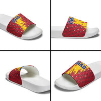 Chad Christmas Slide Sandals with Red-Yellow Festive Pattern, National Coat of Arms, and Snowflake Accents - Wonder Print Shop