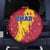 Chad Christmas Spare Tire Cover with Red-Yellow Festive Pattern, National Coat of Arms, and Snowflake Accents - Wonder Print Shop