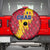 Chad Christmas Spare Tire Cover with Red-Yellow Festive Pattern, National Coat of Arms, and Snowflake Accents - Wonder Print Shop