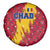 Chad Christmas Spare Tire Cover with Red-Yellow Festive Pattern, National Coat of Arms, and Snowflake Accents - Wonder Print Shop