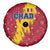 Chad Christmas Spare Tire Cover with Red-Yellow Festive Pattern, National Coat of Arms, and Snowflake Accents - Wonder Print Shop