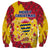 Chad Christmas Sweatshirt with Red-Yellow Festive Pattern, National Coat of Arms, and Snowflake Accents - Wonder Print Shop