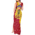 Chad Christmas Tank Maxi Dress with Red-Yellow Festive Pattern, National Coat of Arms, and Snowflake Accents - Wonder Print Shop