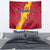 Chad Christmas Tapestry with Red-Yellow Festive Pattern, National Coat of Arms, and Snowflake Accents - Wonder Print Shop