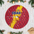 Chad Christmas Tree Skirt with Red-Yellow Festive Pattern, National Coat of Arms, and Snowflake Accents - Wonder Print Shop