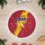 Chad Christmas Tree Skirt with Red-Yellow Festive Pattern, National Coat of Arms, and Snowflake Accents - Wonder Print Shop