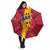 Chad Christmas Umbrella with Red-Yellow Festive Pattern, National Coat of Arms, and Snowflake Accents - Wonder Print Shop