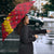 Chad Christmas Umbrella with Red-Yellow Festive Pattern, National Coat of Arms, and Snowflake Accents - Wonder Print Shop