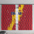 Chad Christmas Window Curtain with Red-Yellow Festive Pattern, National Coat of Arms, and Snowflake Accents - Wonder Print Shop