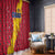 Chad Christmas Window Curtain with Red-Yellow Festive Pattern, National Coat of Arms, and Snowflake Accents - Wonder Print Shop