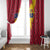 Chad Christmas Window Curtain with Red-Yellow Festive Pattern, National Coat of Arms, and Snowflake Accents - Wonder Print Shop